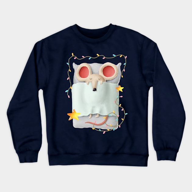 Sleeping Mouse Crewneck Sweatshirt by Athikan